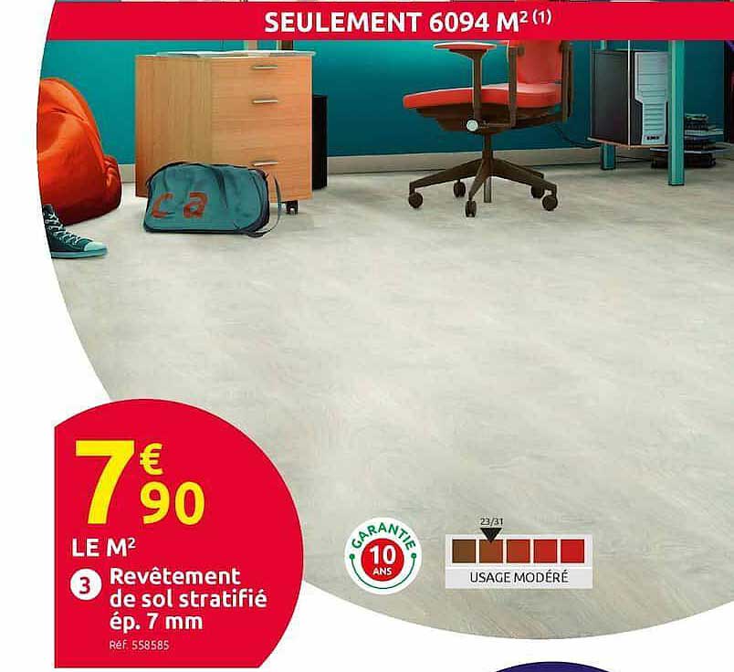 revêtement de sol stratifié ép. 7 mm