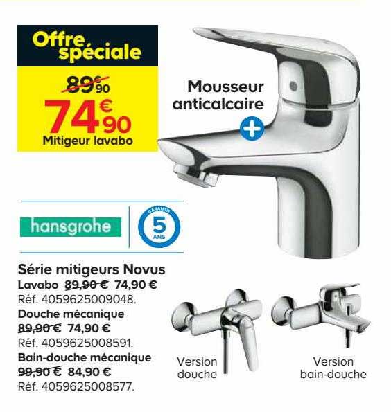 série mitigeurs novus hansgrohe