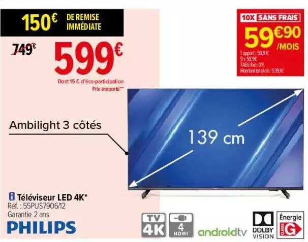Téléviseur Led 4k Philips
