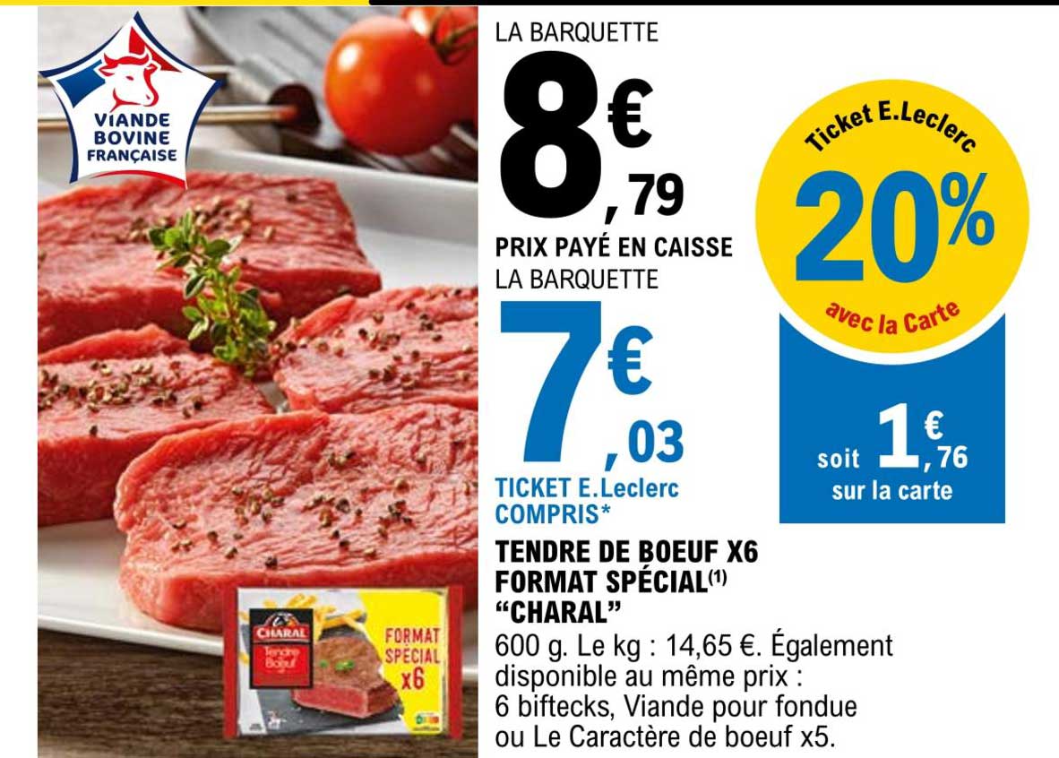 tendre de boeuf x6 format spécial "charal"