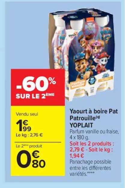 yaourt à boire pat patrouille yoplait