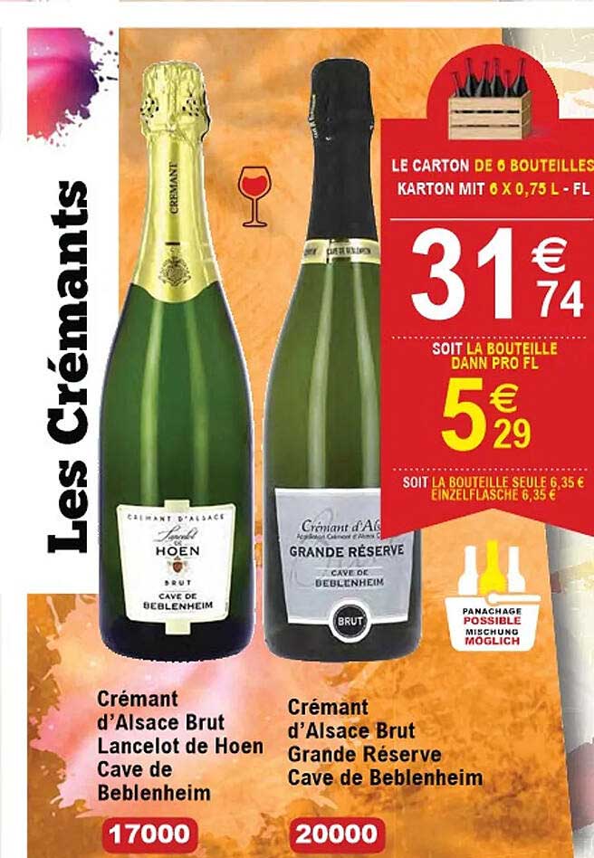 crémant d'alsace brut lancelot de hoen cave de beblenheim, crémant d'alsace brut grande réserve cave de beblenheim