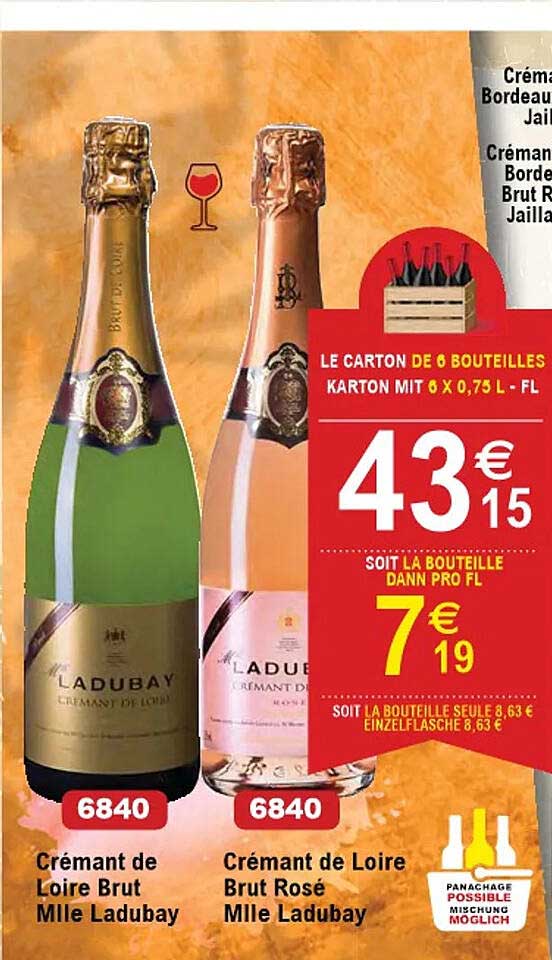 crémant de loire brut mille ladubay, crémant de loire brut rosé mille ladubay