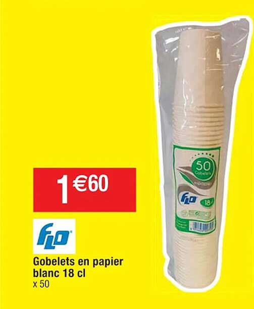 Gobelets En Papier Blanc 18 Cl Flo