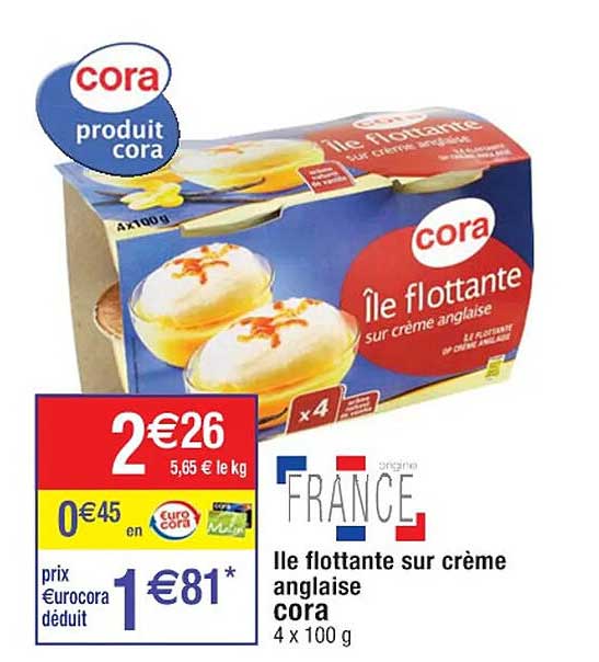 île flottante sur crème anglaise cora