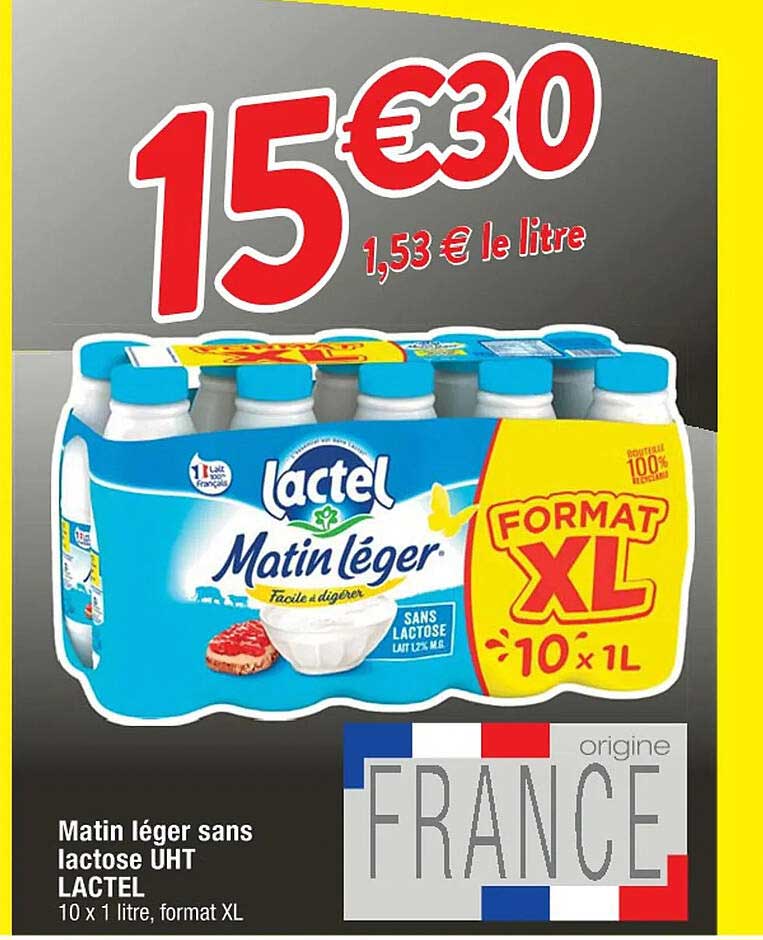 Matin Léger Sans Lactose Uht Lactel
