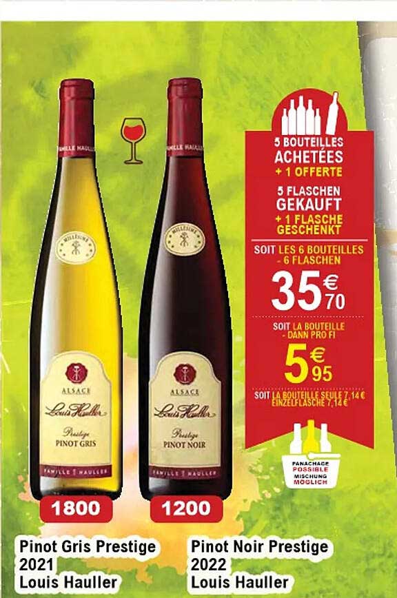 pinot gris prestige 2021 louis hauller, pinot noir prestige 2022 louis hauller