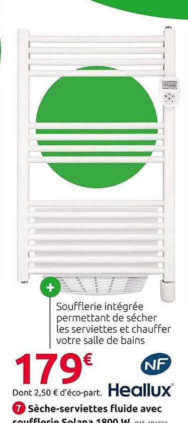 Sèche-serviettes Fluide Avec Soufflerie Solana 1800 W Heallux
