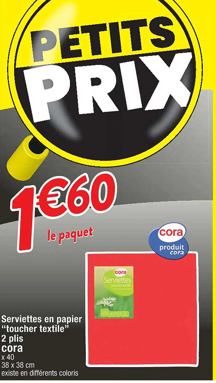 serviettes en papier "toucher textile" 2 plis cora