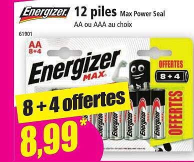 12 piles max power seal aa ou aaa energizer
