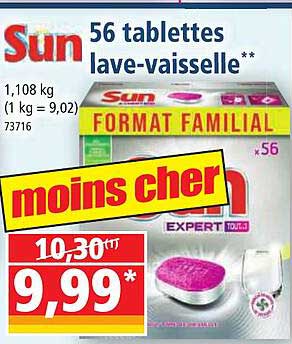 56 tablettes lave-vaisselle sun
