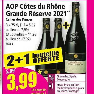 aop côtes du rhône grande réserve 2021 cellier des princes