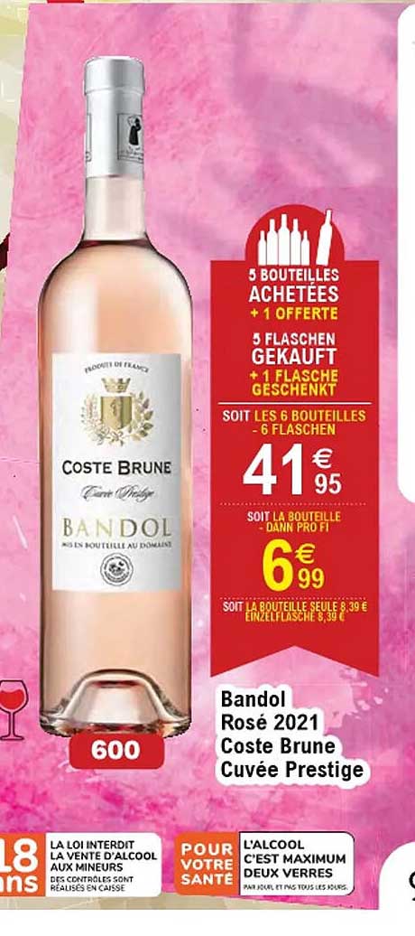 bandol rosé 2021 coste brune cuvée prestige