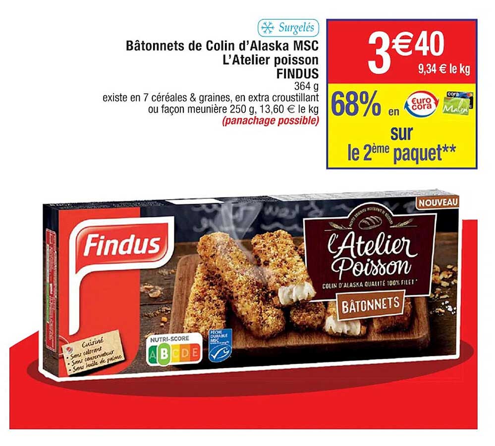 bâtonnets de colin d'alaska msc l'atelier poisson findus