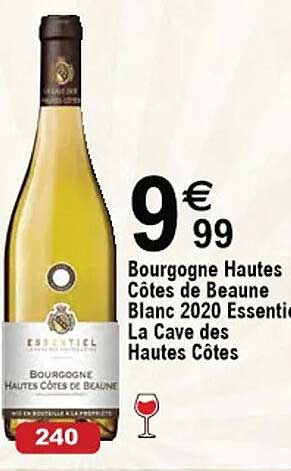 bourgogne hautes côtes de beaune blanc 2020 essentiel la cave des hautes côtes