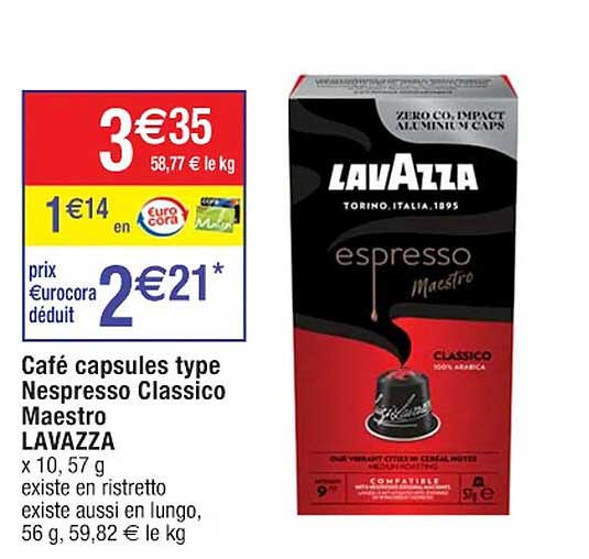café capsules type nespresso classico maestro lavazza