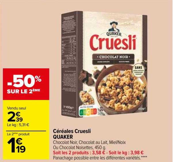 Céréales Cruesli Quaker