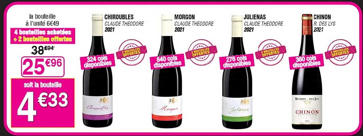 chiroubles claude Théodore 2021, morgon claude théodore 2021, julienas claude théodore 2021, chinon r. des lys 2021