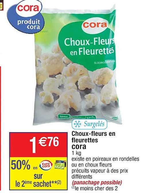 choux-fleurs en fleurettes cora