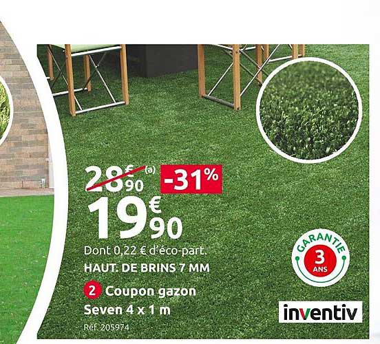 coupon gazon seven 4 x 1 m inventiv
