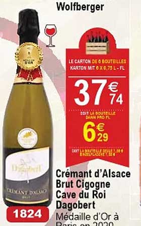 crémant d'alsace brut cigogne cave du roi dagobert