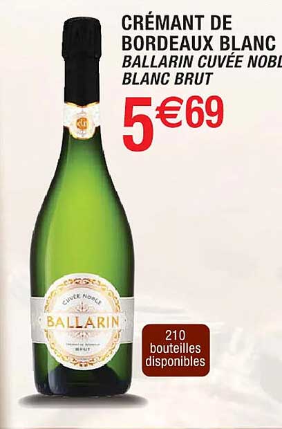 crémant de bordeaux blanc ballarin cuvée noble blanc brut