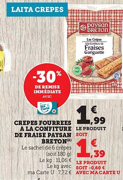 crêpes fourrées à la confiture de fraise paysan breton