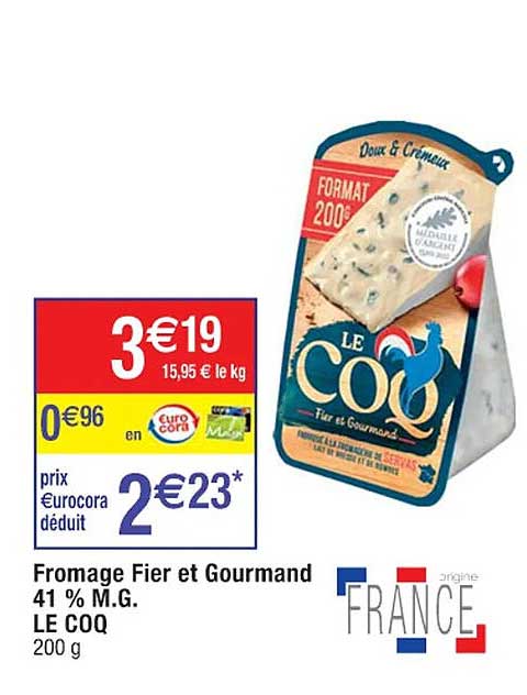 fromage fier et gourmand 41% m.g. le coq