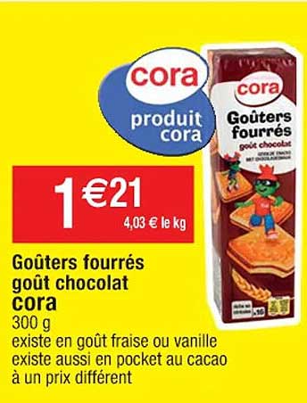 Goûters Fourrés Goût Chocolat Cora