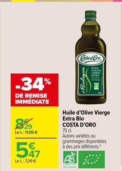 Huile D'olive Vierge Extra Bio Costa D'oro