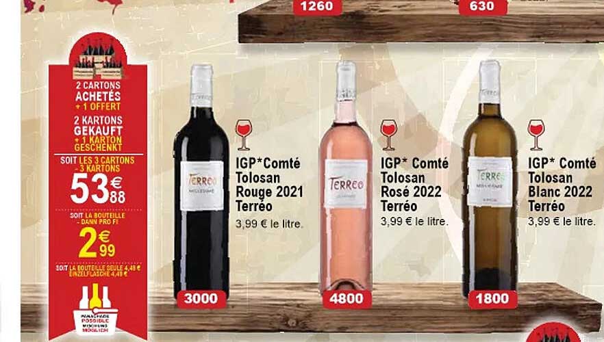 igp comté tolosan rouge 2021 terréo, igp comté tolosan rosé 2022 terréo, igp comté tolosan blanc 2022 térreo