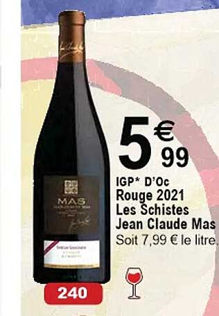 igp d'oc rouge 2021 les schistes jean claude mas