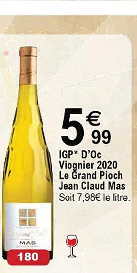 igp d'oc viognier 2020 le grand pioch jean claud mas