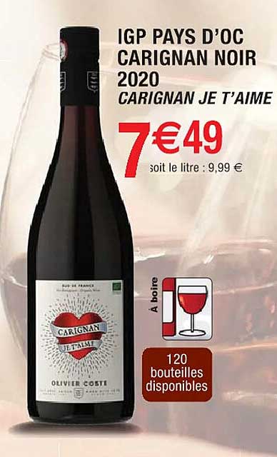 igp pays d'oc carignan noir 2020 carignan je t'aime