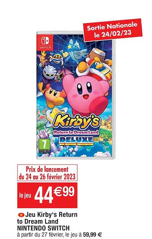 jeu kirby's return to dream land nintendo switch