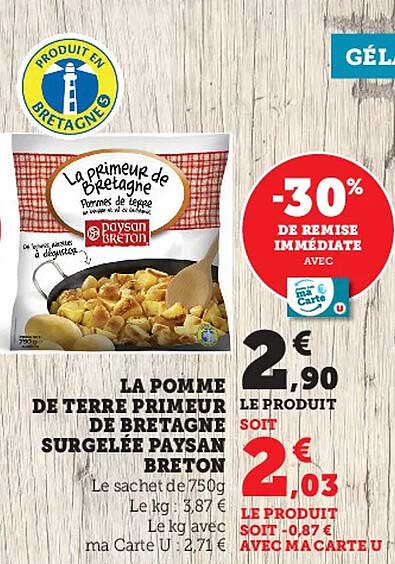 la pomme de terre primeur de bretagne surgelée paysan breton