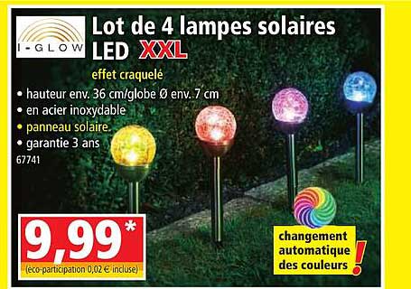 lot de 4 lampes solaires led xxl i-glow