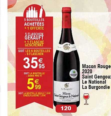 mâcon rouge 2020 saint gengoux le national la burgondie