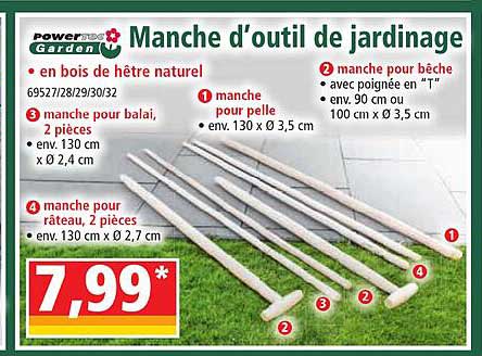 manche d'outil de jardinage powertec garden