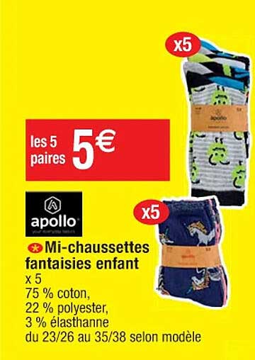 Mi-chaussettes Fantaisies Enfant Apollo