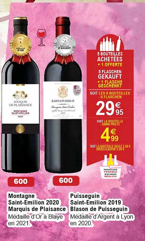 montagne saint-émilion 2020 marquis de plaisance, puisseguin saint-émilion 2019 blason de puisseguin