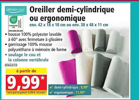 oreiller demi-cylindrique ou ergonomique