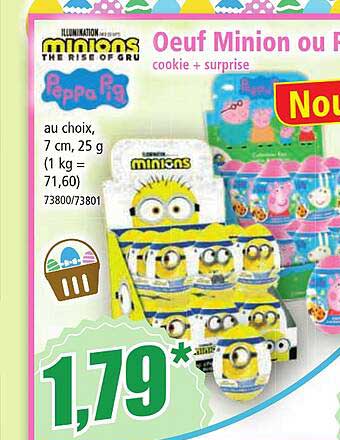 œuf minion ou peppa pig cookie + surprise
