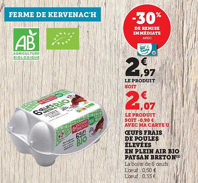 œufs frais de poules élevées en plein air bio paysan breton