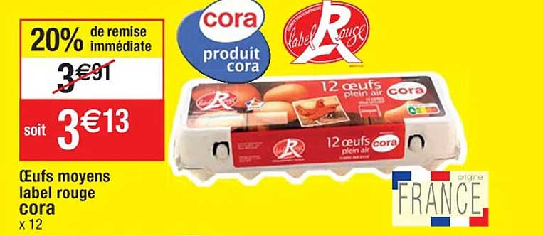 œufs moyens label rouge cora