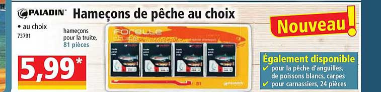 paladin hameçons de pêche au choix
