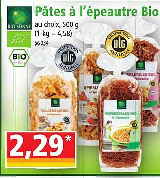 pâtes à l'épeautre bio bio sonne