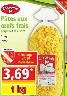 pâtes aux œufs frais coquilles d'alsace la colombe