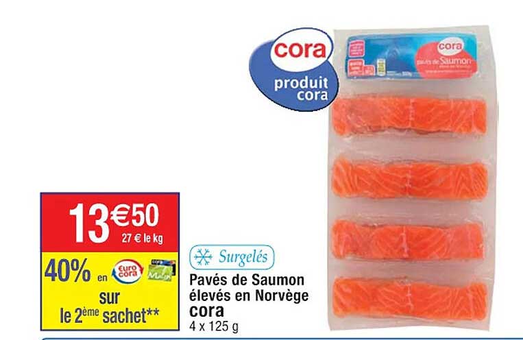 pavés de saumon élevés en norvège cora