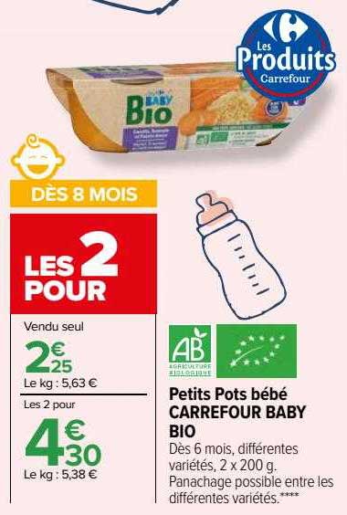 petits pots bébé carrefour baby bio